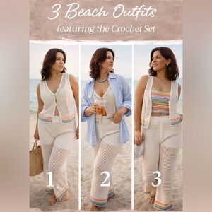 Abercrombie & Fitch Crochet Knit pants with Rainbow Trim